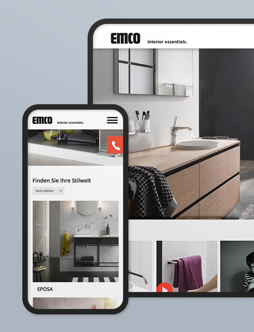 Webdesign für emco Bad aus der Badbranche und Interior