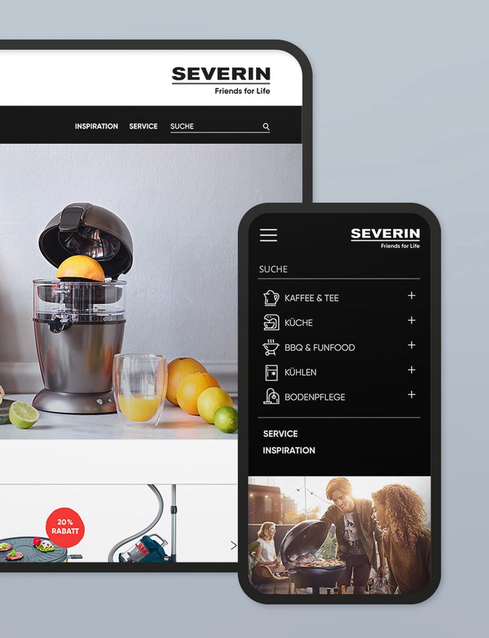 Corporate und Webdesign für Severin Elektrogeräte aus der Foodbranche