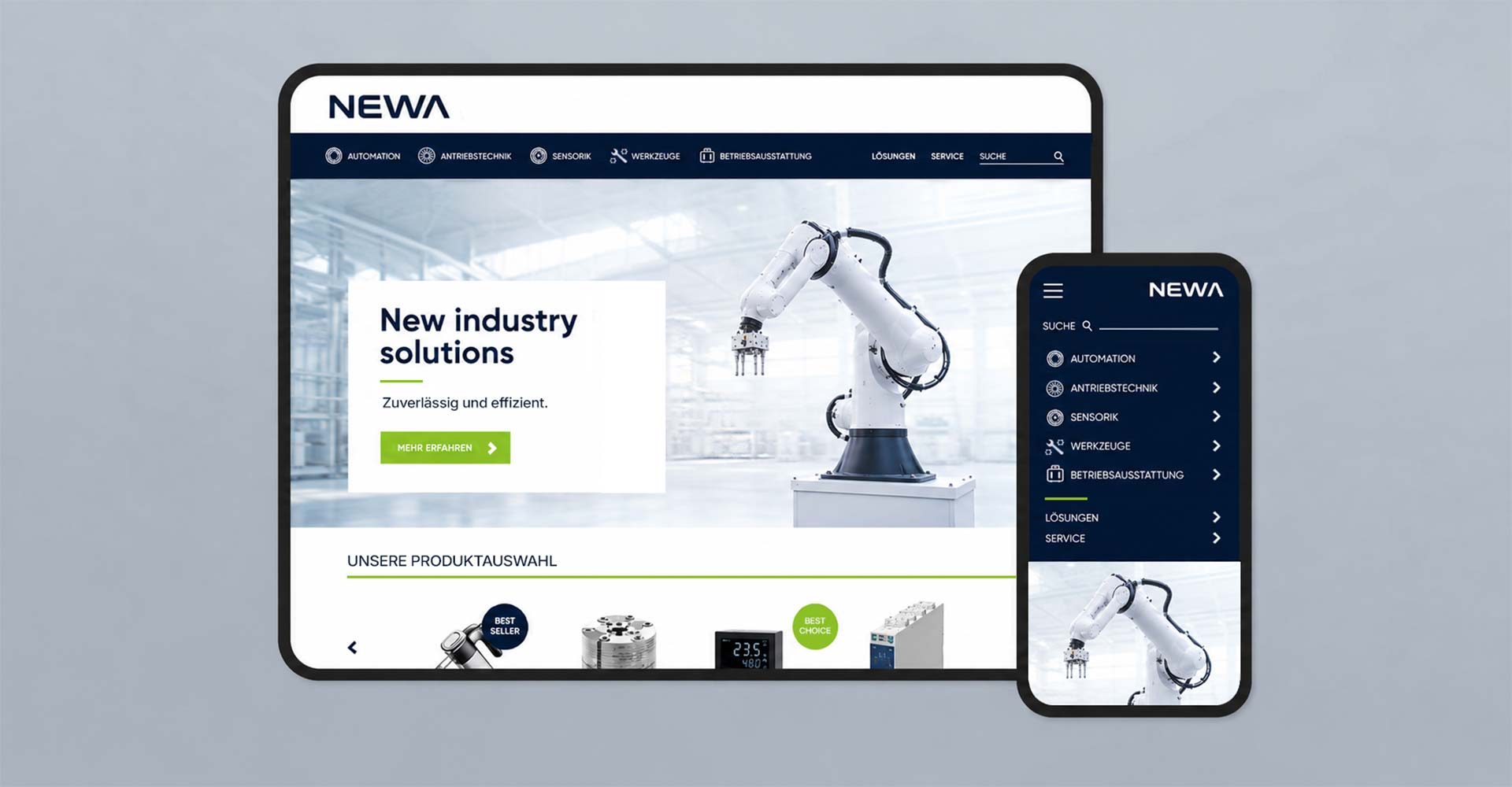 Webdesign für newa – UX/UI Design